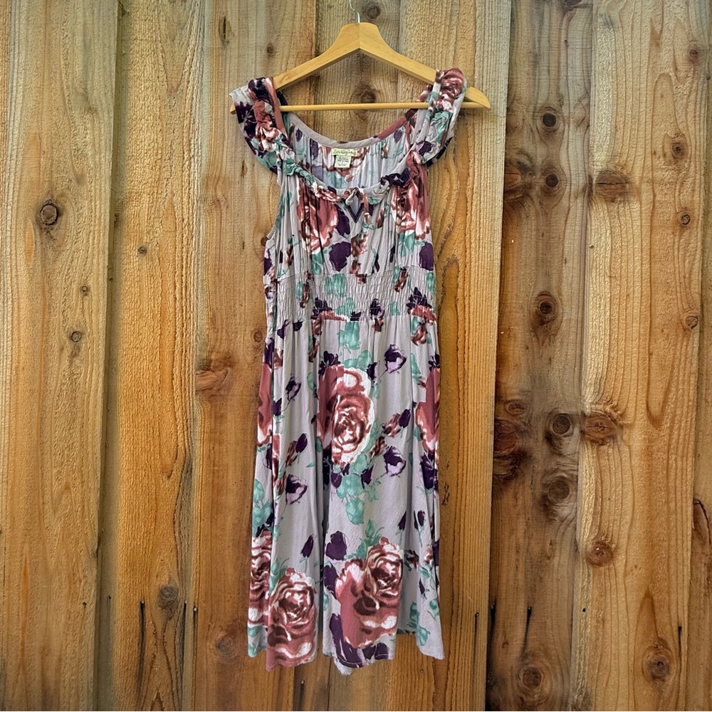 Vintage Y2K Lavender Moody Floral Rose Ruffle Sundress 🌿